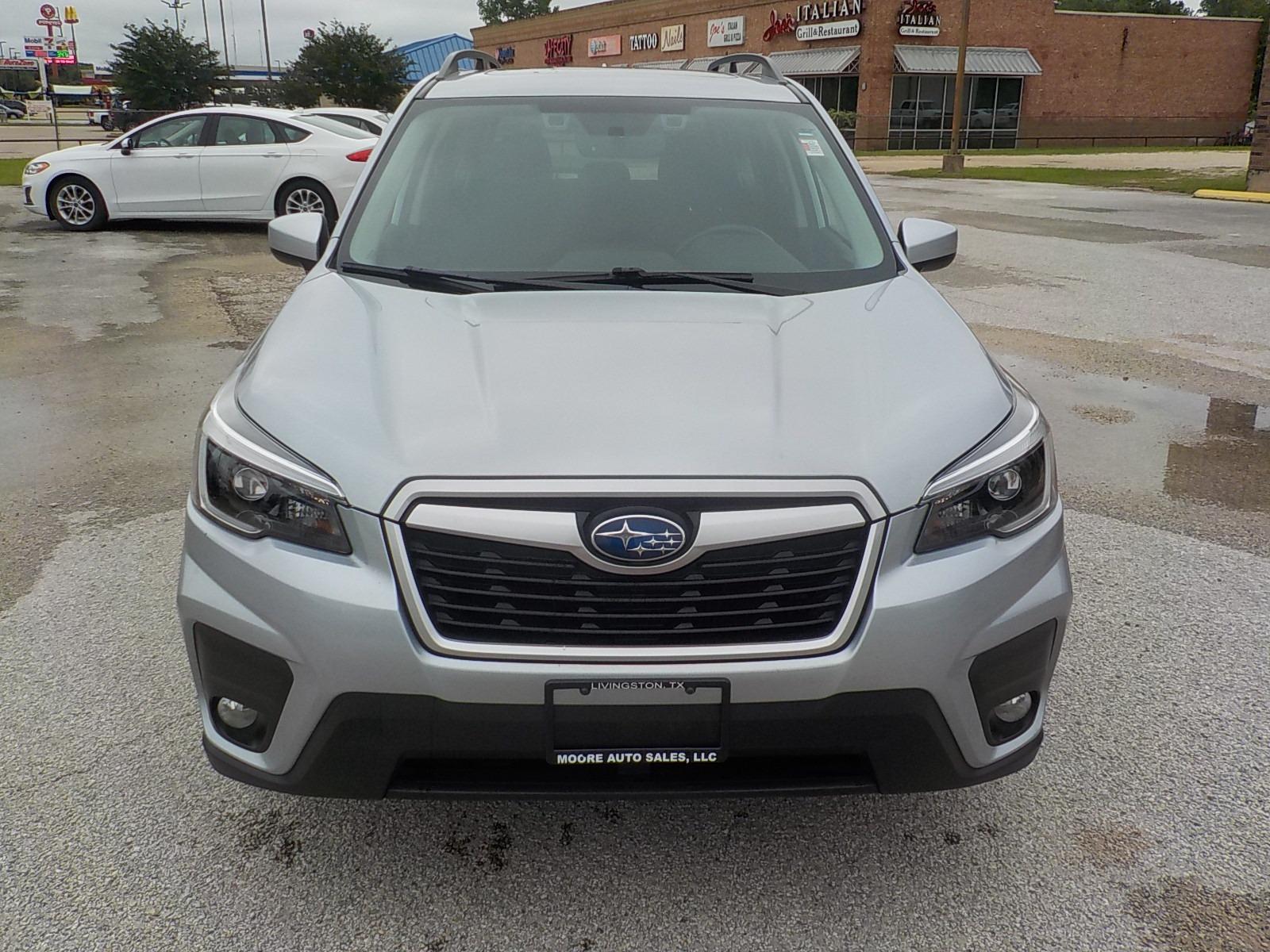 2021 Silver /Black Subaru Forester (JF2SKAJC4MH) , Automatic transmission, located at 1617 W Church Street, Livingston, TX, 77351, (936) 327-3600, 30.710995, -94.951157 - This vehicle is just BEGGIING to be taken to the mountains this summer!! Come check it out for yourself! - Photo #2